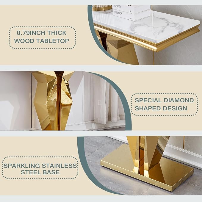 White Gold Console Table