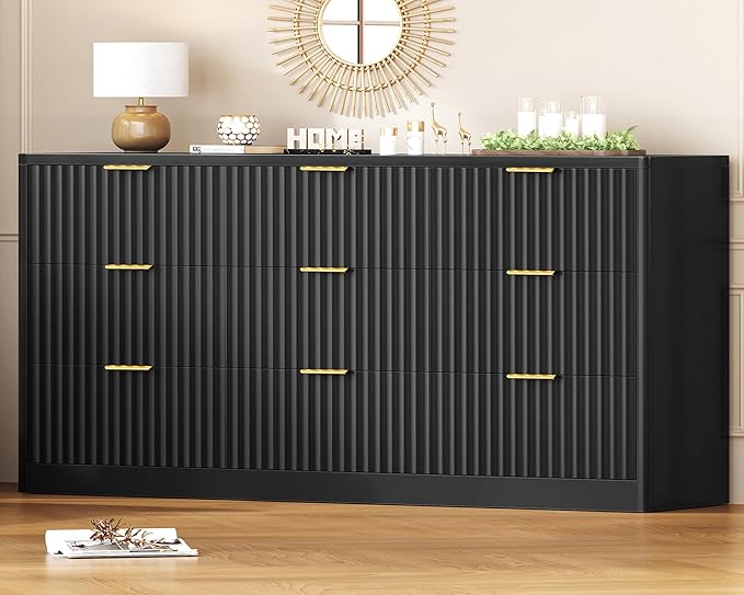 Black, 9 Drawers Fluted