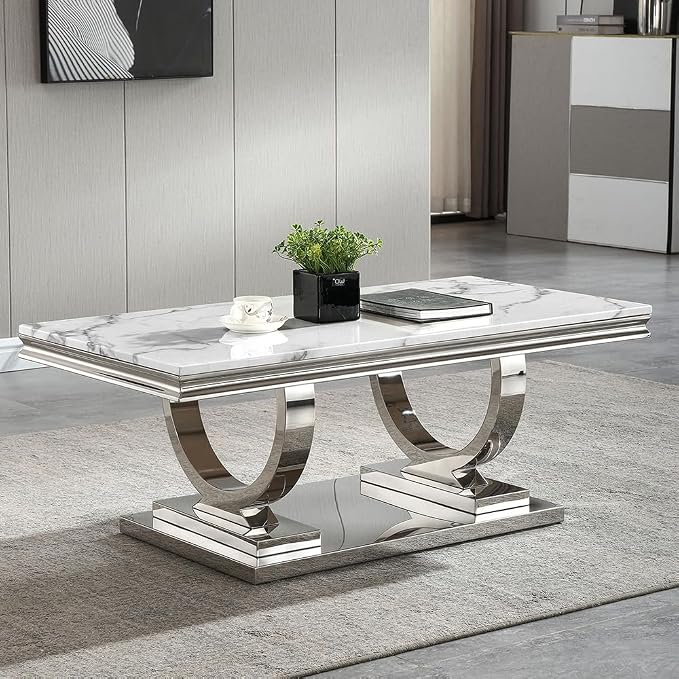 White & Silver - Coffee Table