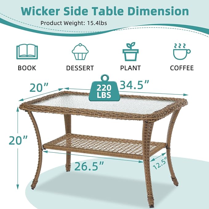 Brown Wicker/Glass Top