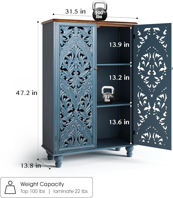 Blue & Walnut_2 Doors_tall