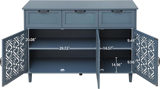 3 Door 3 Drawer Blue