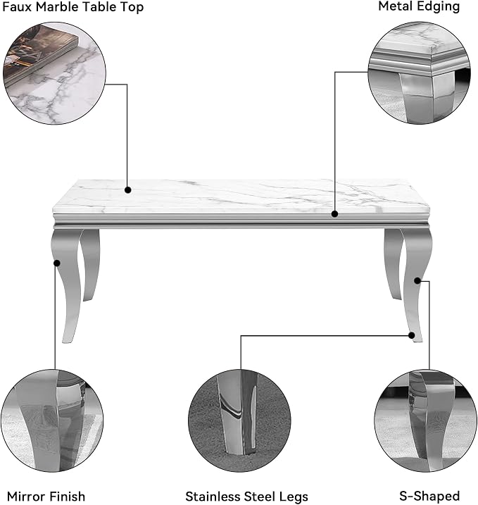 White Silver Coffee Table