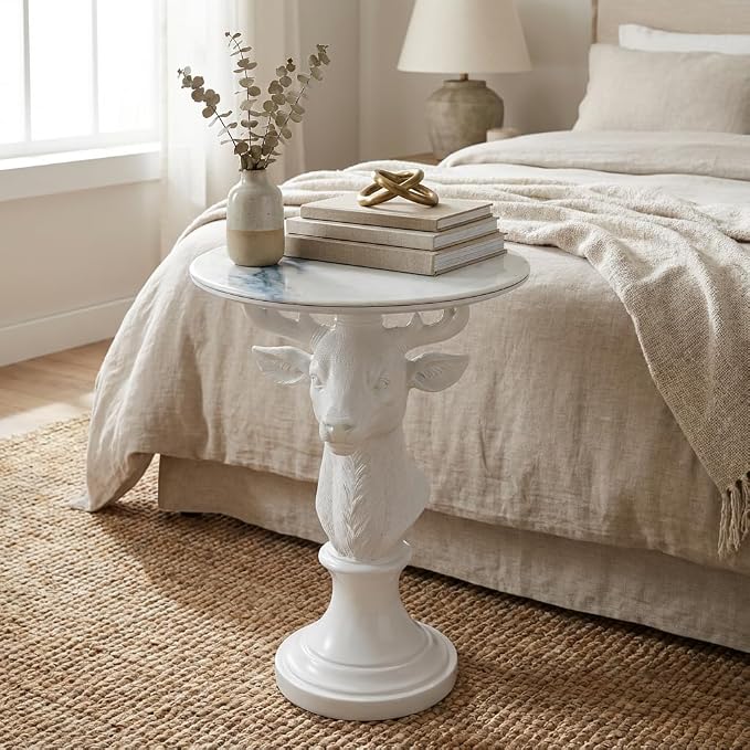 White Deer Statue Table