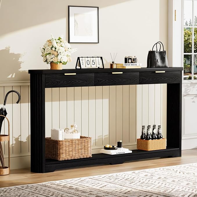 Black With 3 Drawers