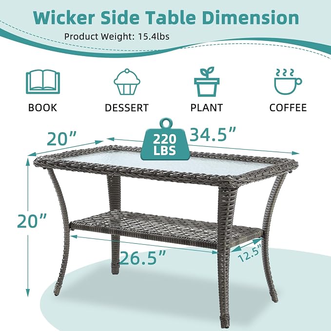 Gray Wicker/Glass Top