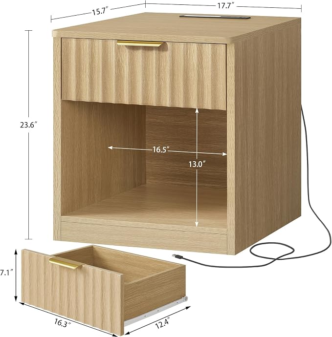 Natural, 1 Drawer Set of 2