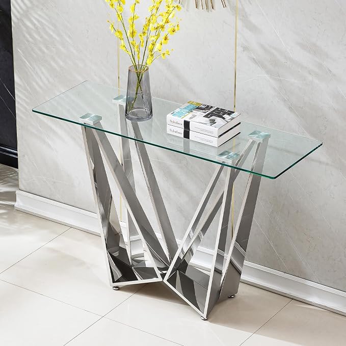 Silver - Console Table (W-shape Base)