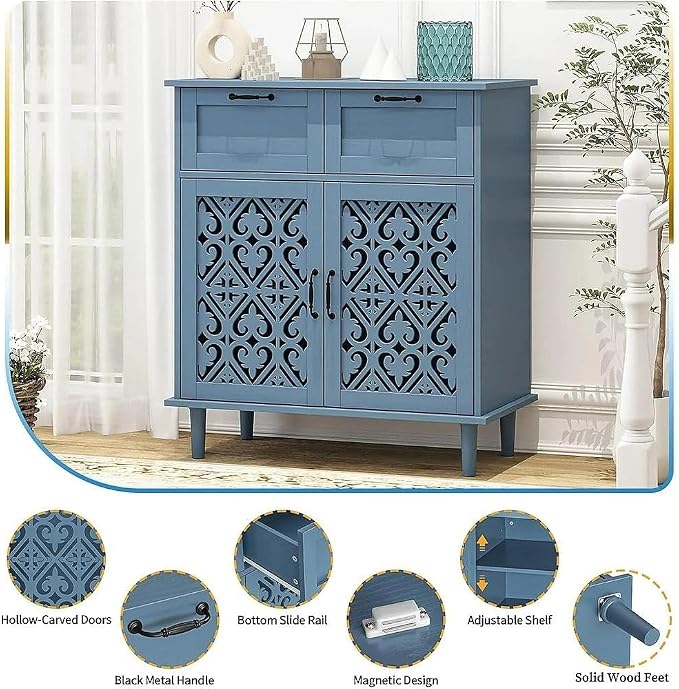 Blue 2-door 2-drawer