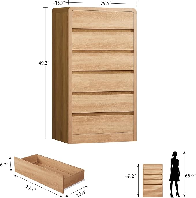 A-natural, Tall With 6 Drawers
