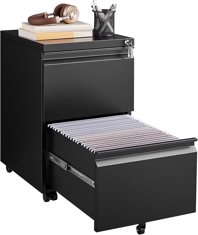 Matte-black 2-drawer Mobile