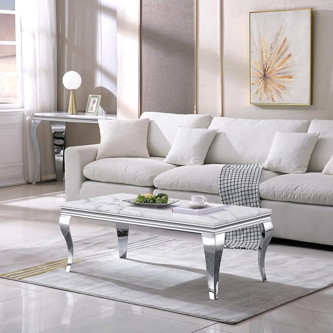 Coffee Table - White Silver Base