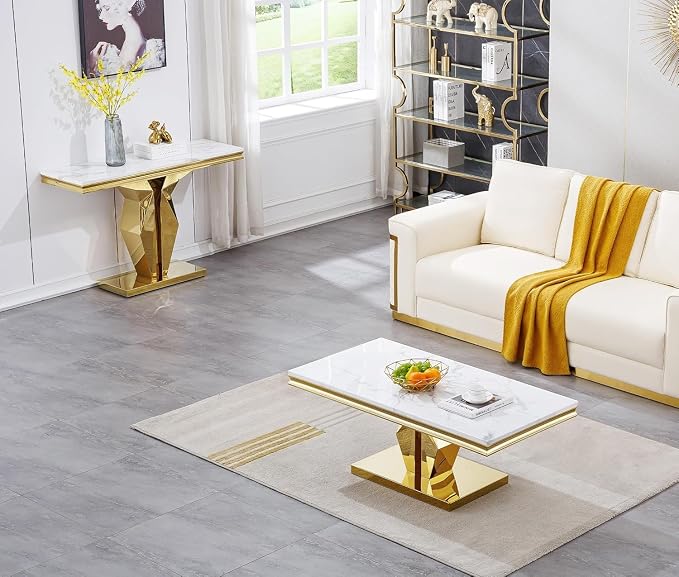 Console Table - White Gold Base