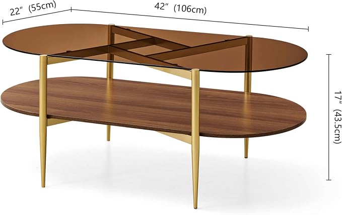 Brown Glass & Walnut Wood