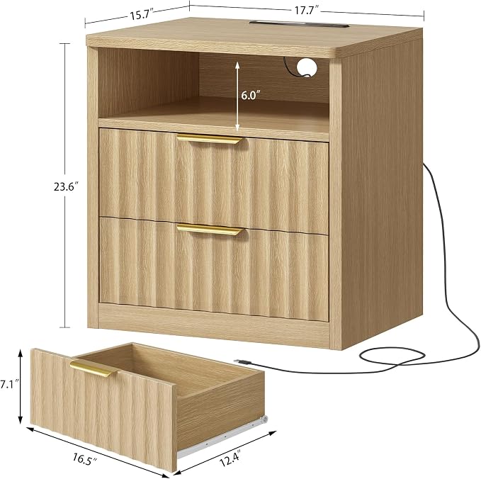 Natural, 2 Drawers Set of 2