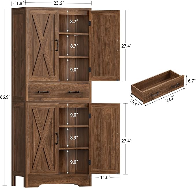 Walnut,1 Drawer