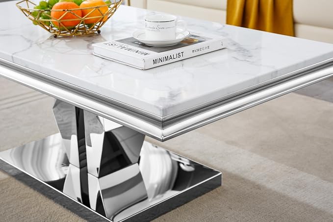 Coffee Table - White Silver Base
