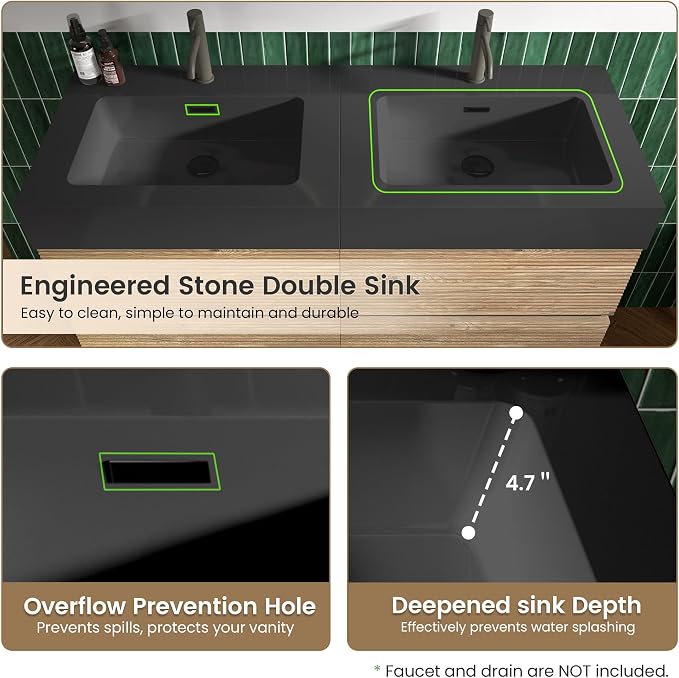 Rough Oak / Black High-rim Sink