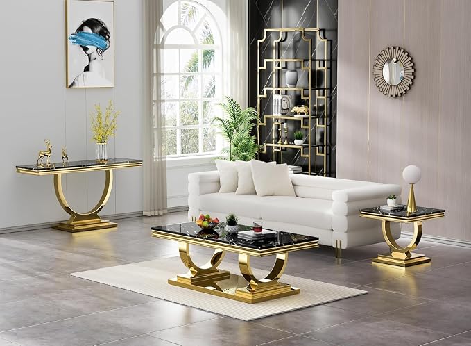 Console Table - Black Gold Base