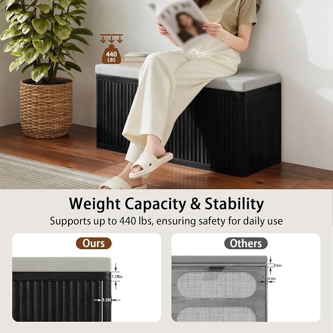 2 Door Shoe Bench-black