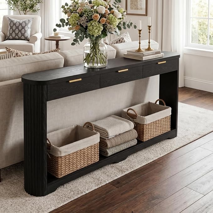 Black With 3 Drawers