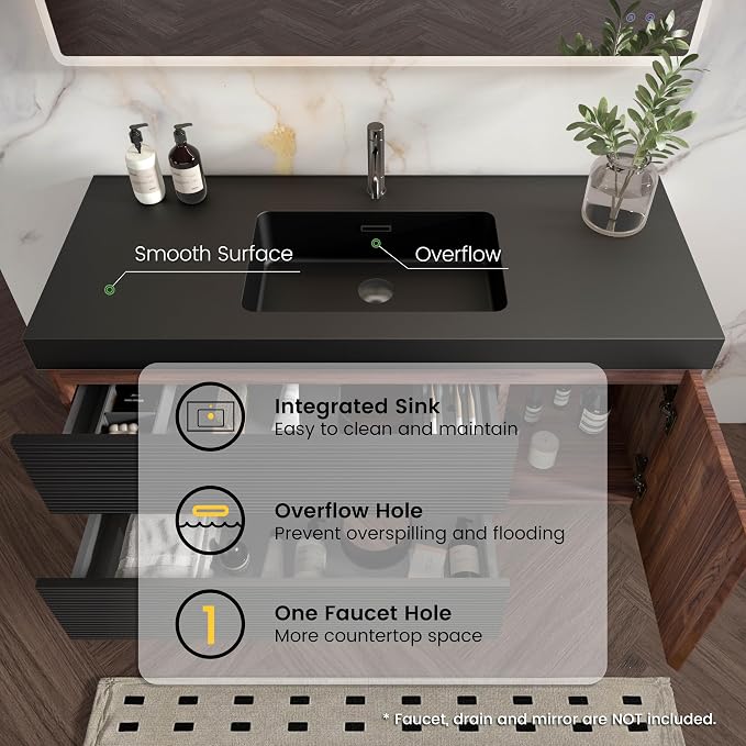 Walnut+black / Black High-rim Sink