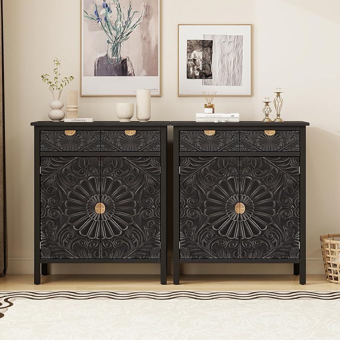 Black 2 Door 2 Drawer