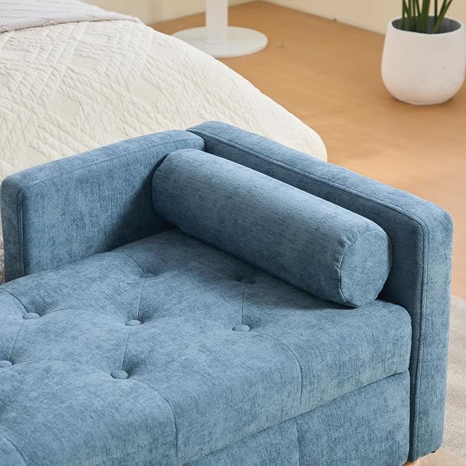 64.6'' W Blue - Wood Legs