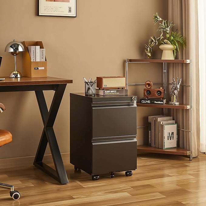 Matte-black 2-drawer Mobile
