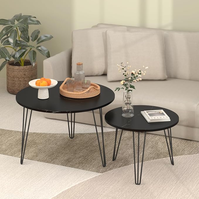Black + Wood+metal + Round