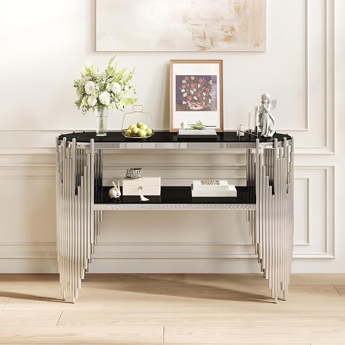 47“ Black & Silver Console Table