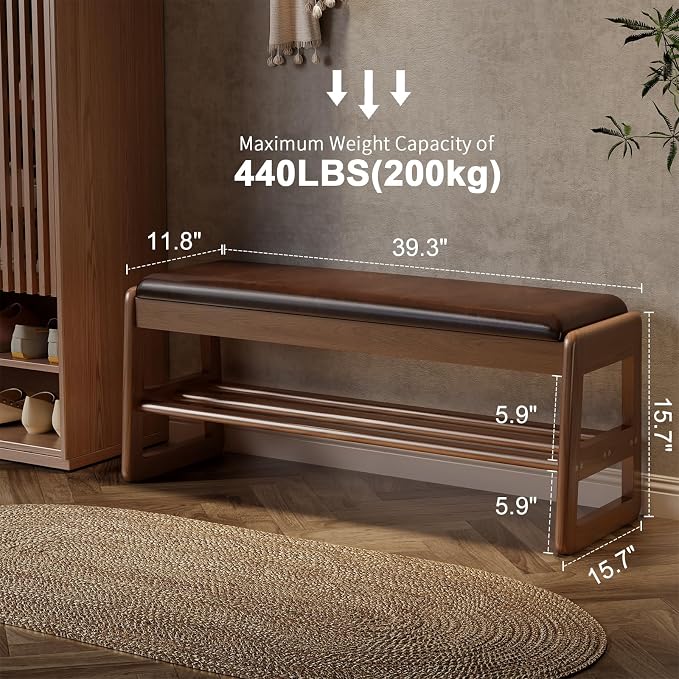 Dark Walnut Upholstered Seat