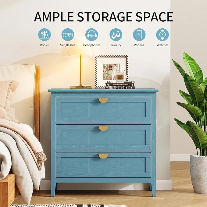 Blue 3 Drawer Set of 1