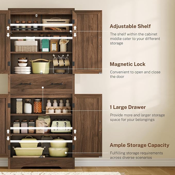 Walnut,1 Drawer
