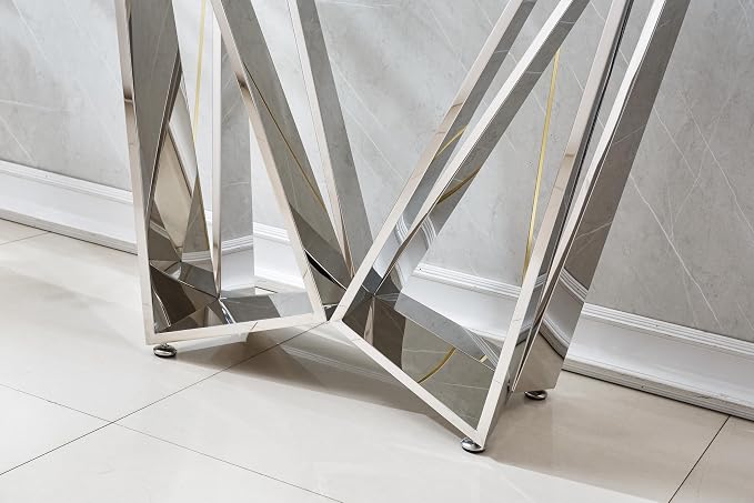 Silver - Console Table (W-shape Base)