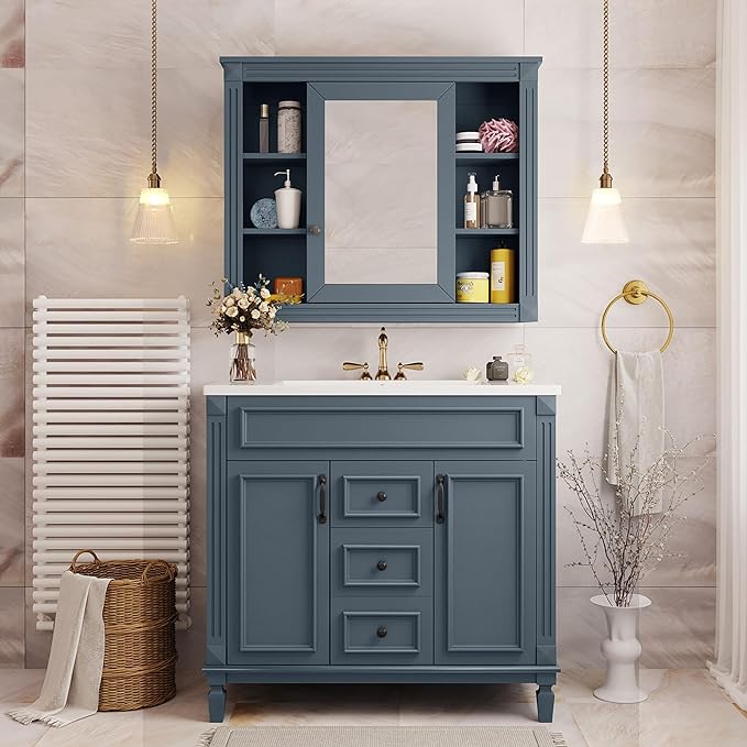 Blue Mirror Cabinet