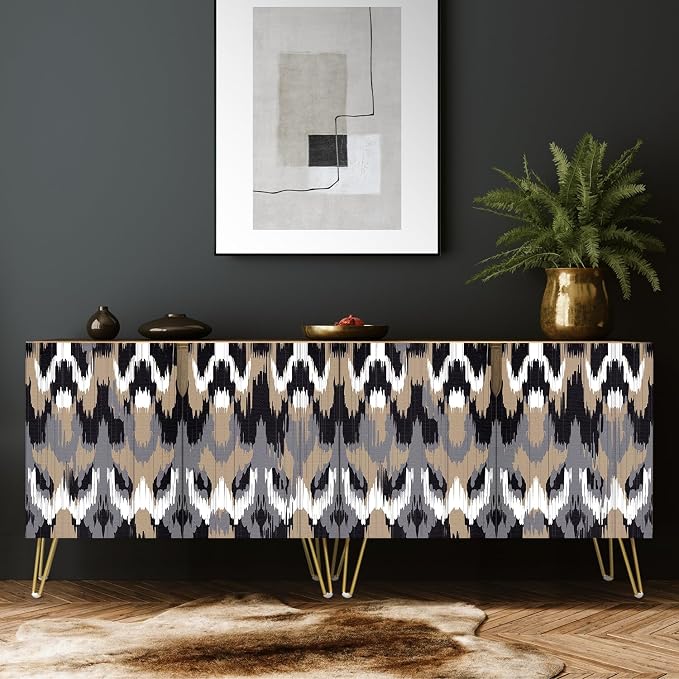 Mid-century Brown Black Polygon Landscape Patterns