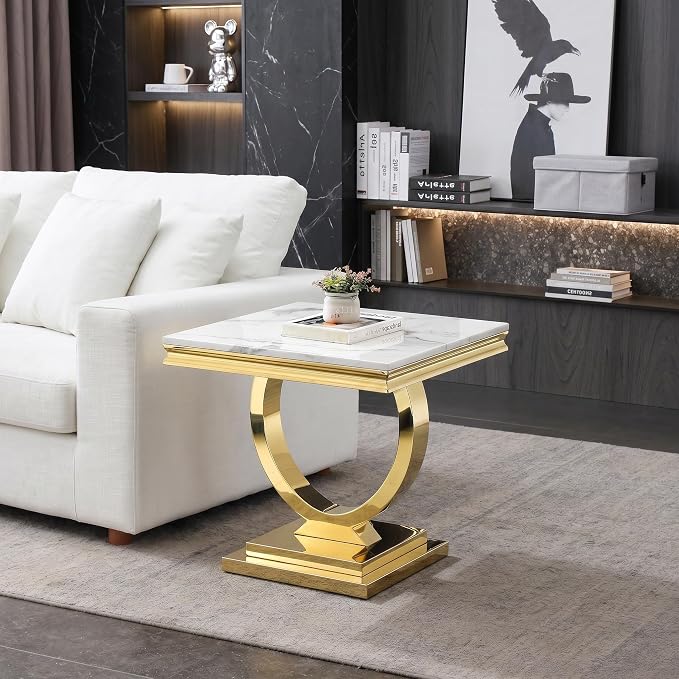 White & Gold - End Table