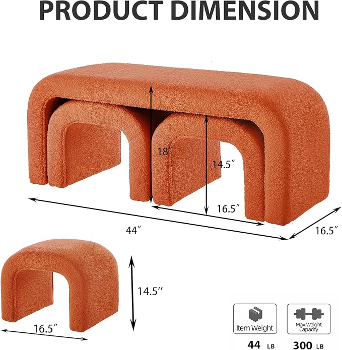 Orange 44''w 3-piece