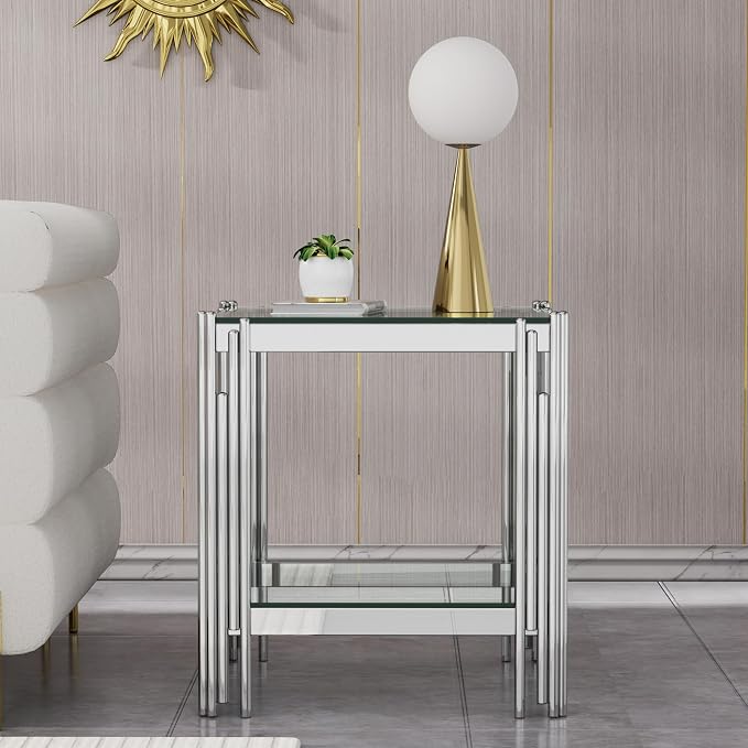 Silver & Clear End Table