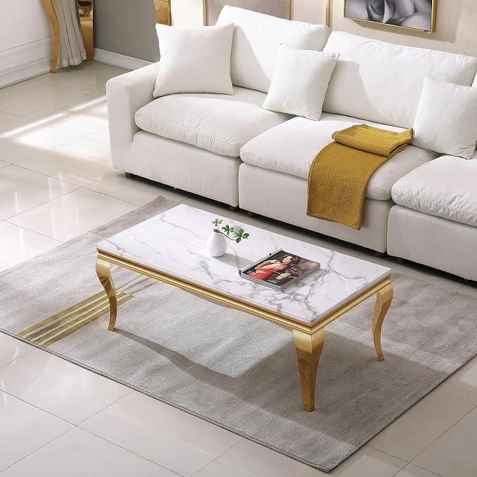 White Golden Coffee Table