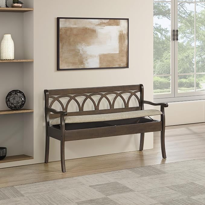Dark Walnut Finish With Beige Seat