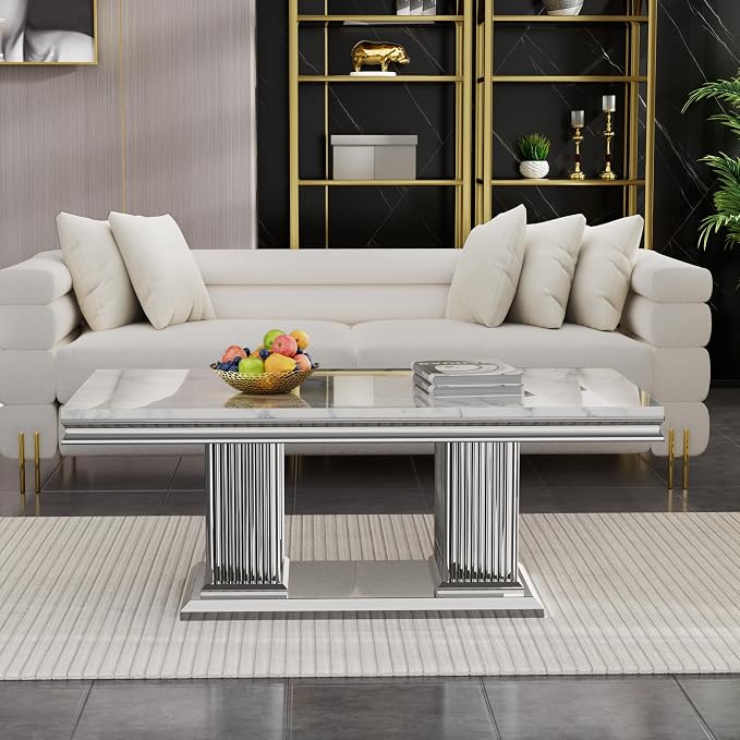 White Silver Coffee Table