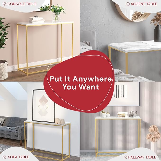Marble Gold Metal Console Table