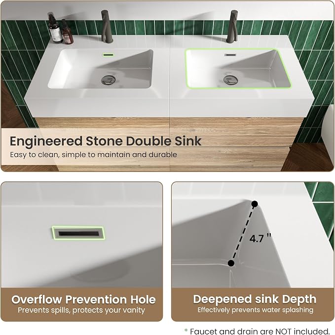 Rough Oak / White High-rim Sink