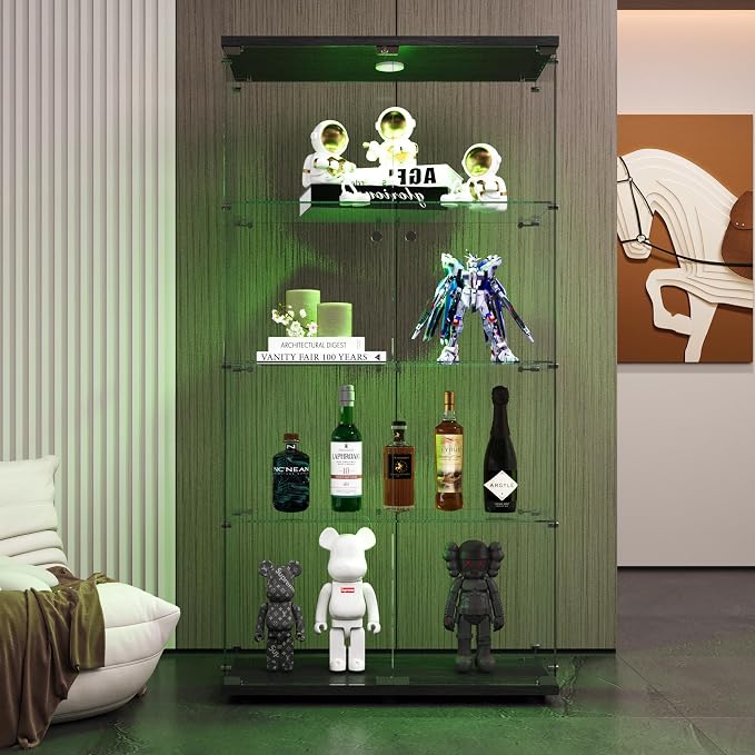 Black - 2 Doors & 4 Shelves(led)
