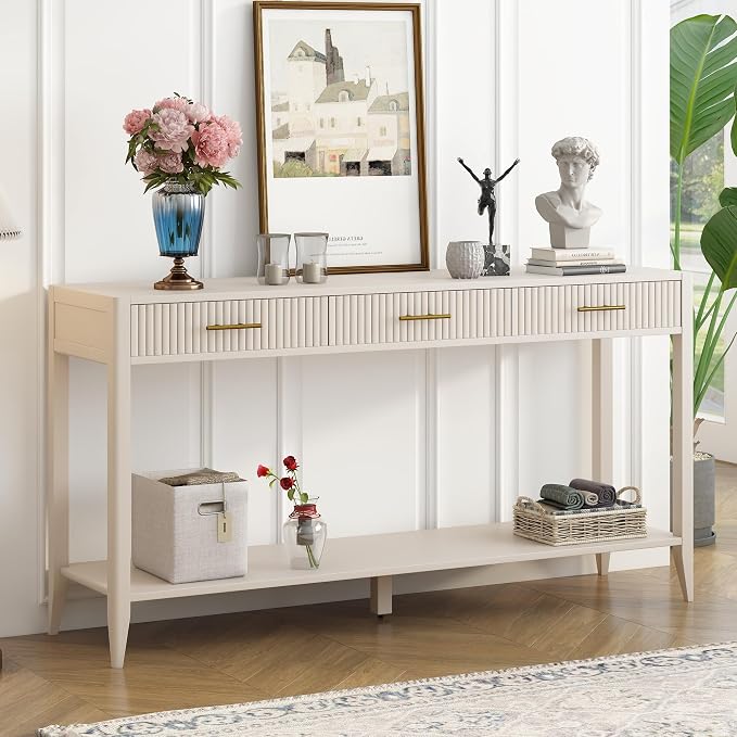 60in Beige Vertical Stripe