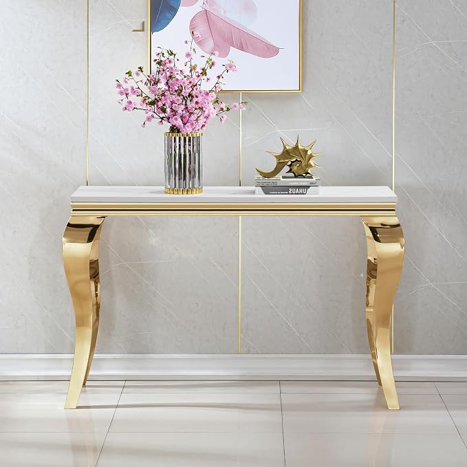 White Top & Gold Legs - Console Table