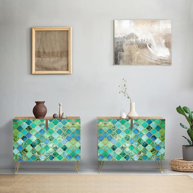 Teal Green Vibrant Tile Patterns