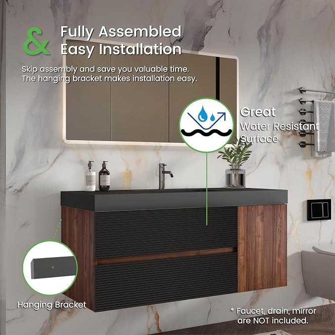 Walnut+black / Black High-rim Sink